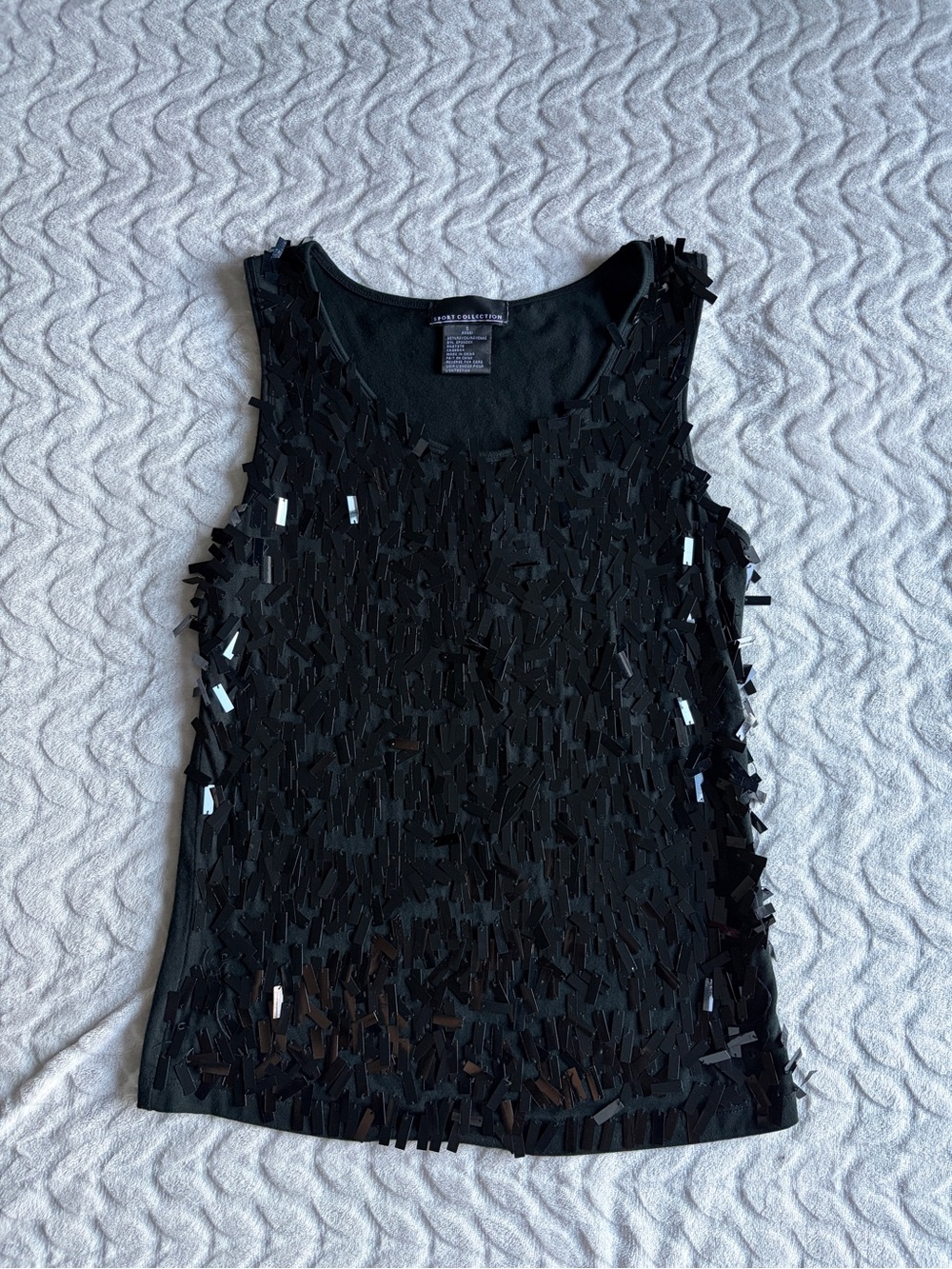 SPORT Collection Black Sequin Fringe Sleeveless Tank